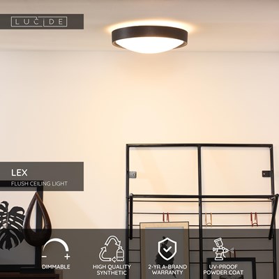 Lucide LEX - Flush ceiling light - Ø 33 cm - 2xE27 - Black